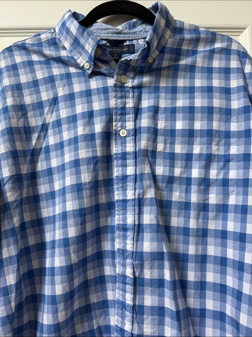 Tommy Hilfiger Light Blue and White Gingham Button-Down Shirt